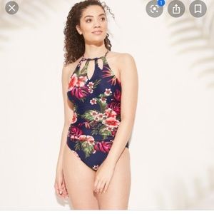 Kona Sol floral one piece swimsuit Small